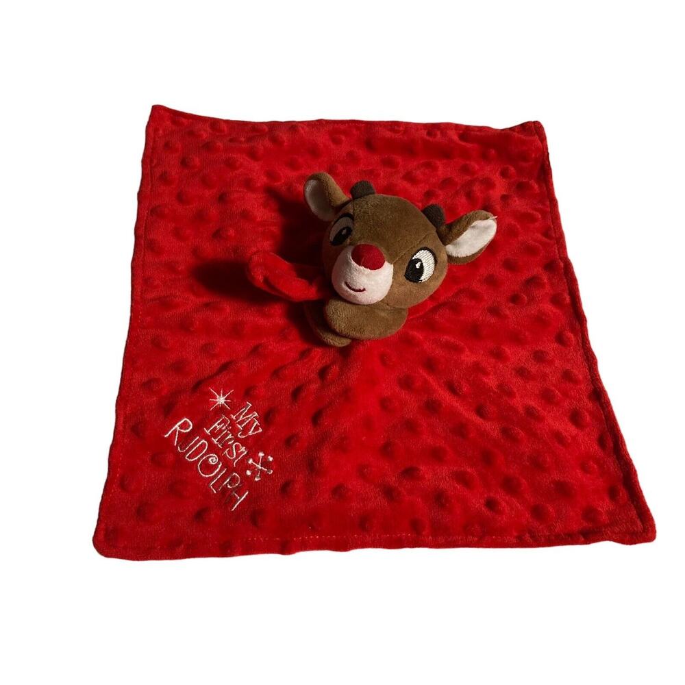 Rudolph the Red Nosed Reindeer My First Rudolph Red Satin Lovey Security Blanket